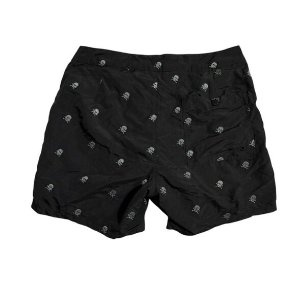 John Varvatos USA Malibu Skull Print Swim Trunks Shorts - Picture 3 of 8